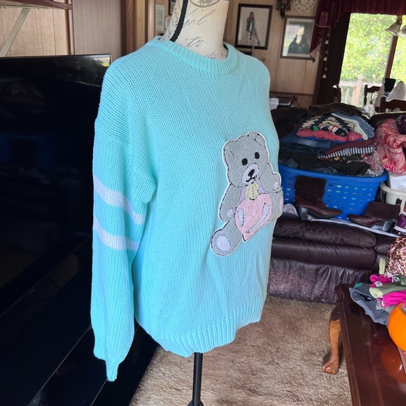 Vintage Teddy Bear Sweater Bear Heart J. J. Fargo Crew Neck 90's. - Picture 9 of 15